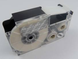 Produktbild: Schriftband-Kassette ersetzt Casio XR-18AX 18mm, weiß auf transparent