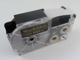 Produktbild: Schriftband-Kassette ersetzt Casio XR-18BKG 18mm, gold auf schwarz