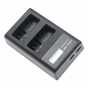 Produktbild: Dual-Ladegerät (Micro USB / Type C) für Canon Akku LP-E8 u.a., mit Display